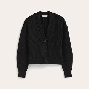 Everlane Women's Boxy Cardigan in Everyday Cotton in Black, Size Small
